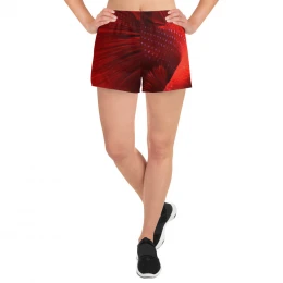 RED -Pop Fishing Design - Women's Athletic Short Shorts Size XS to 3XL