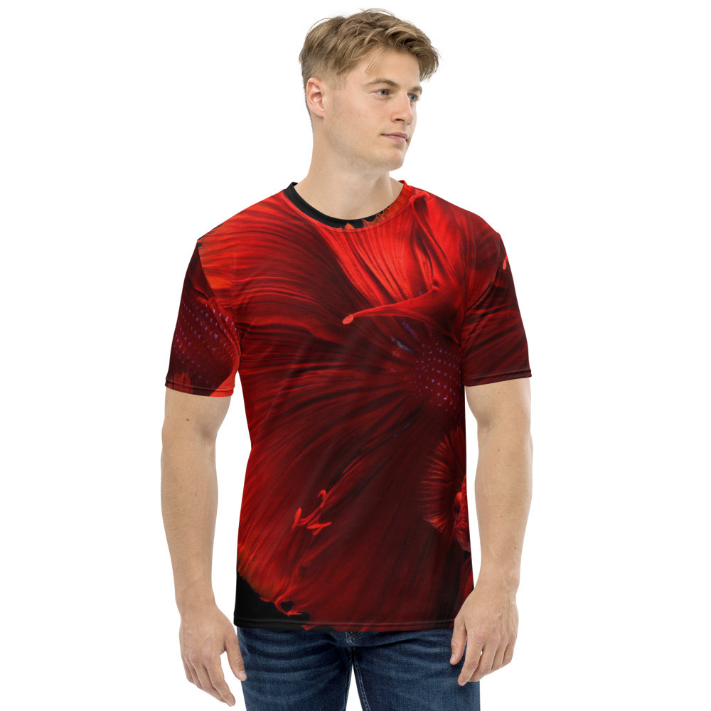 RED -Pop Fishing Design - Men's t-shirt Size XS to 2XL