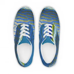 Blue Gold Fishing Design - Women’s lace-up canvas shoes