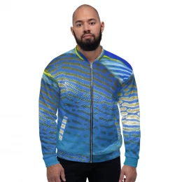 Blue Gold Fishing Design - Unisex Bomber Jacket