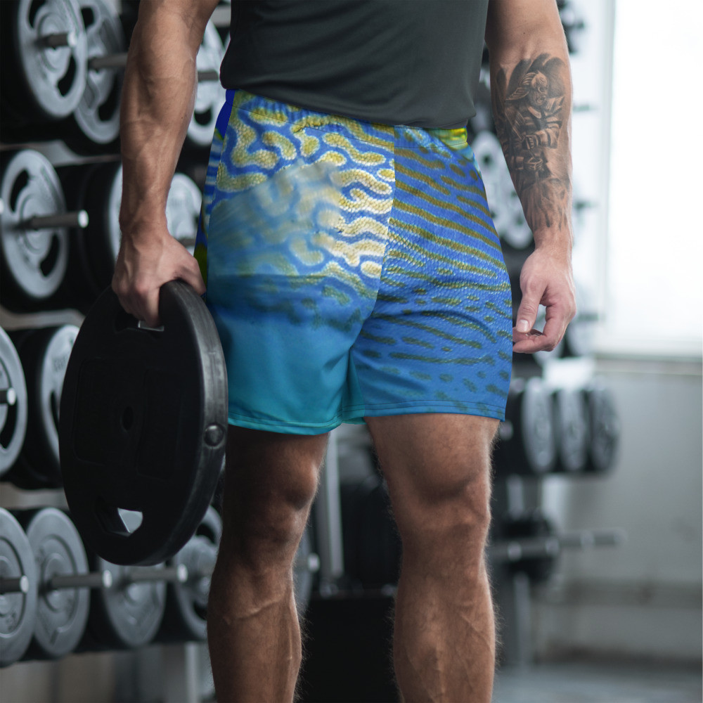 Blue Gold Fishing Design - Men's Athletic Long Shorts