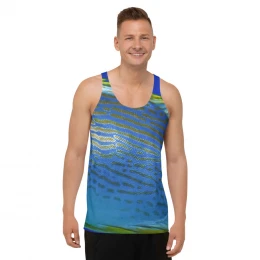 Blue Gold Fishing Design - Unisex Tank Top