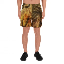 CAMO ORANGE HUNT DESIGN - Men's Athletic Long Shorts