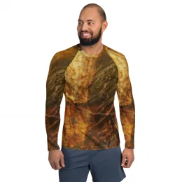 CAMO ORANGE HUNT DESIGN - Men's Rash Guard Size XS - 3XL