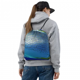 Blue Gold - Fish Custom Design - Drawstring bag Size 15" x 17"