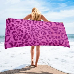Pink Leopard Custom Design Beach Towel Size 30" x 60"