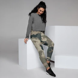 Army Camo Green Grey Tan - Women's Joggers