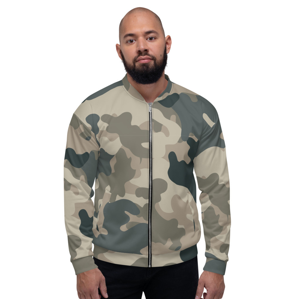 Army Camo Green Grey Tan - Unisex Bomber Jacket
