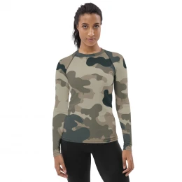 Army Camo Green Grey Tan - Women's Rash Guard