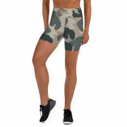 Army Camo Green Grey Tan - Yoga Shorts