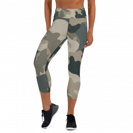 Army Camo Green Grey Tan - Yoga Capri Leggings