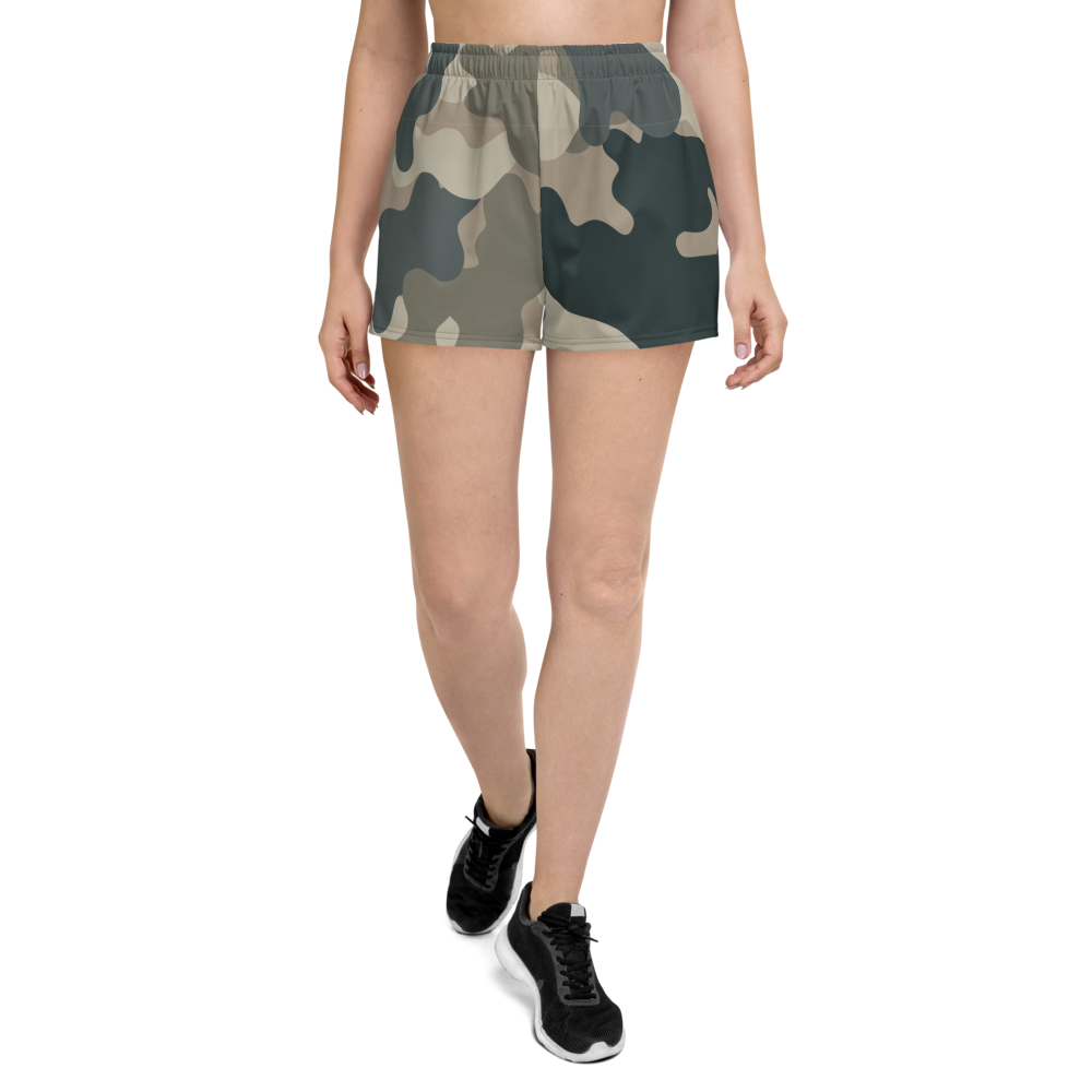 Army Camo Green Grey Tan - Women's Athletic Short Shorts