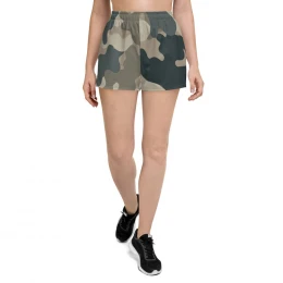 Army Camo Green Grey Tan - Women's Athletic Short Shorts