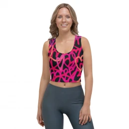 A 12-1)  The 70's Are Back to Stay Hot Pink Multi Color - Crop Top