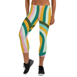 A 10-3)  The 70's Are Back to Stay Multi Color - Retro, Capri Leggings