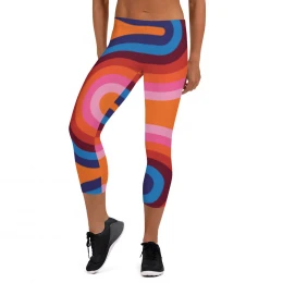 1-4)  The 70's Are Back to Stay - Multi Bright Colors - Capri Leggings