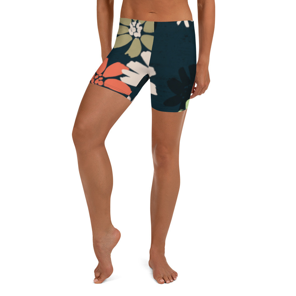 9-2) The 70's Are Back to Stay - Multi Bright Colors - Retro Daisey - Shorts