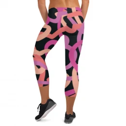7-3)  The 70's Are Back to Stay - Multi Bright Colors - Retro  - Capri Leggings