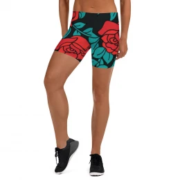 6-3) The 70's Are Back to Stay - Bright Red Roses - Retro - Shorts