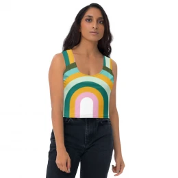 A 10-1)  The 70's Are Back to Stay - Multi Color  Retro - Crop Top