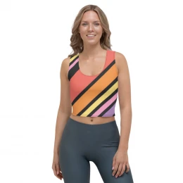 A 11-1)  The 70's Are Back to Stay - Multi Color Slanted Lines - Crop Top