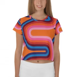 1-3) The 70's Are Back to Stay - Sychedelic  Multi Bright Colors - Crop Tee