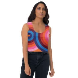 1-1) The 70's Are Back to Stay - Sychedelic  Multi Bright Colors - Crop Top