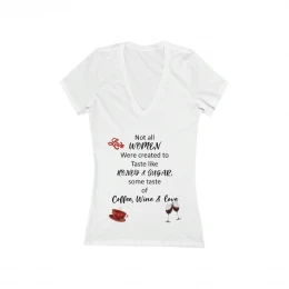 Coffee, Wine, Love - Women's Jersey Short Sleeve Deep V-Neck Tee