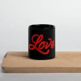 Love Black Glossy Mug