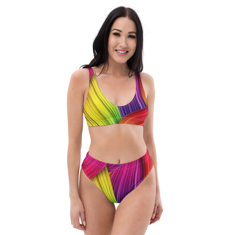 Abstract Yellow Orange - Recycled high-waisted bikini