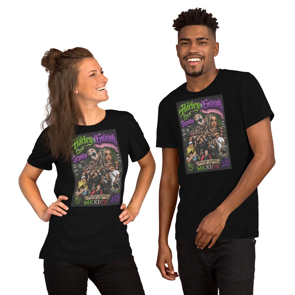 Harley y Guason - Tepito Wall Mural -02  Unisex t-shirt - Emiliano Aguilar Official