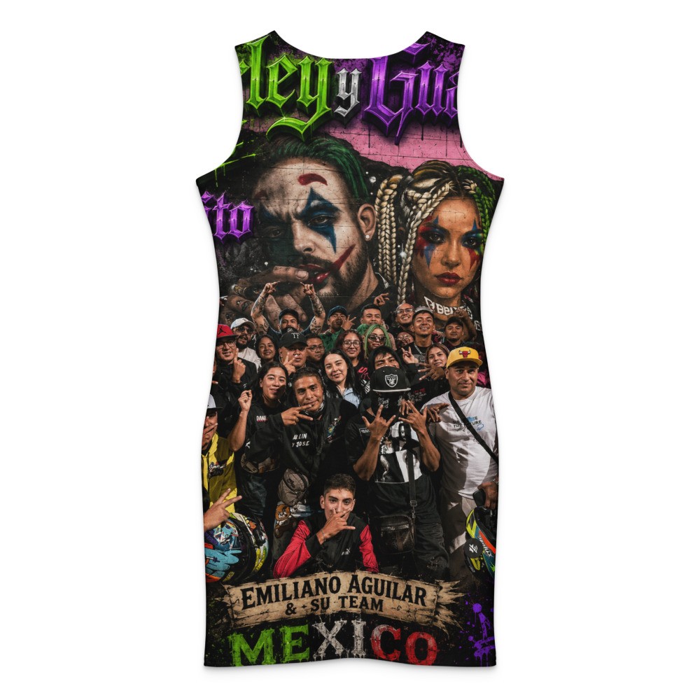 Harley y Guason - Tepito Wall Mural -02  Cotton bodycon dress  - Emiliano Aguilar Official