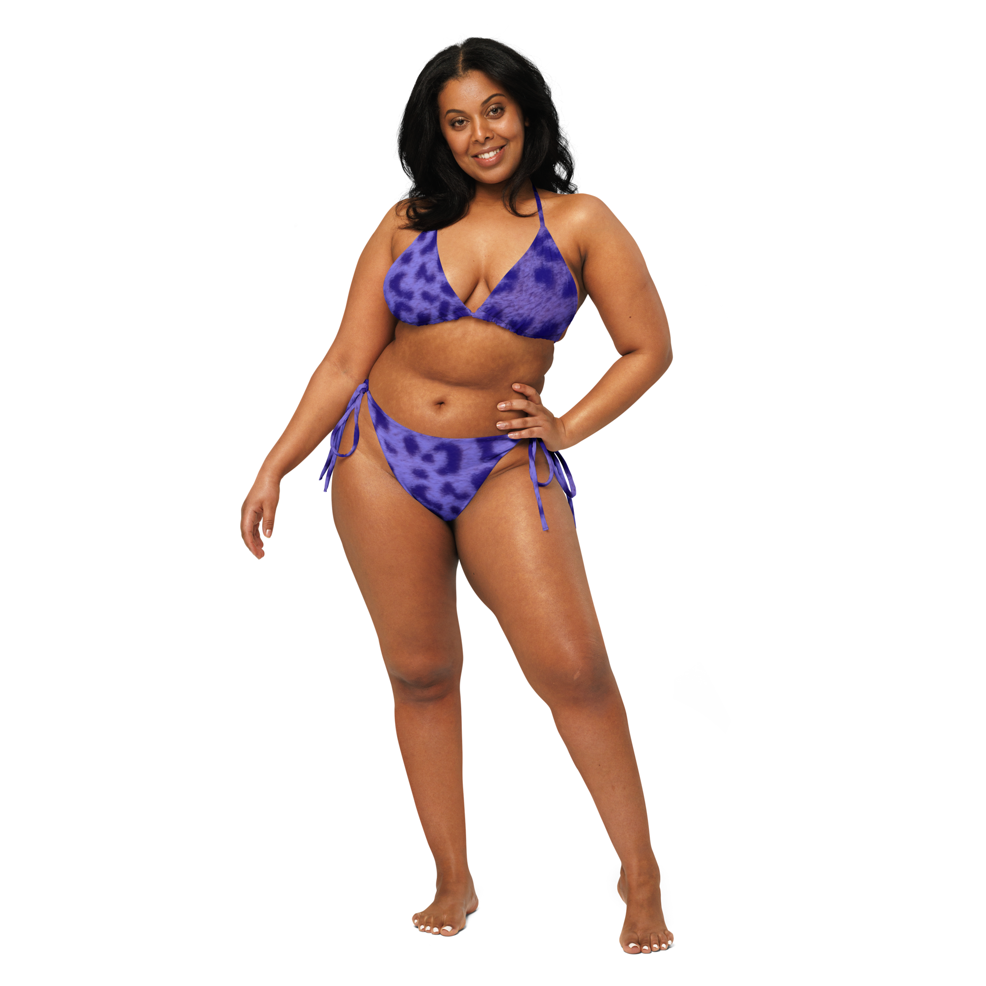 Blue Leopard Bikini  - Recycled string bikini