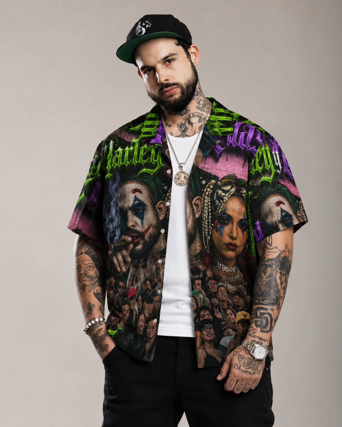 Harley y Guason - Tepito Wall Mural -02  Unisex button shirt - Emiliano Aguilar Official