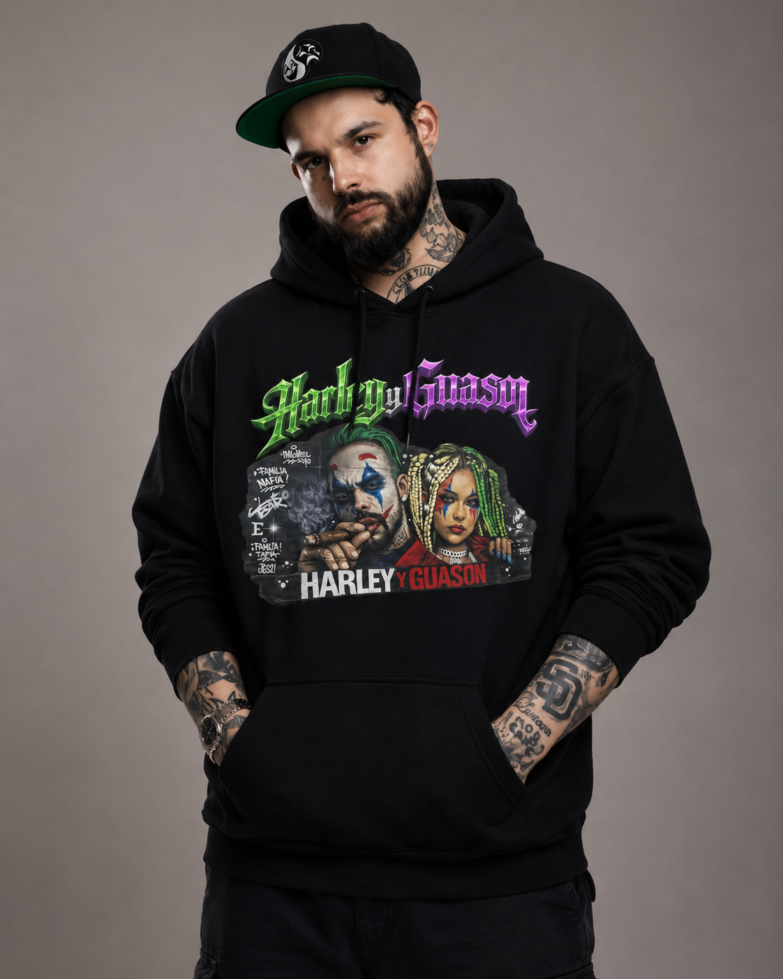 Harley y Guason - Tepito Wall Mural -00  OriginalUnisex Hoodie  - Emiliano Aguilar Original
