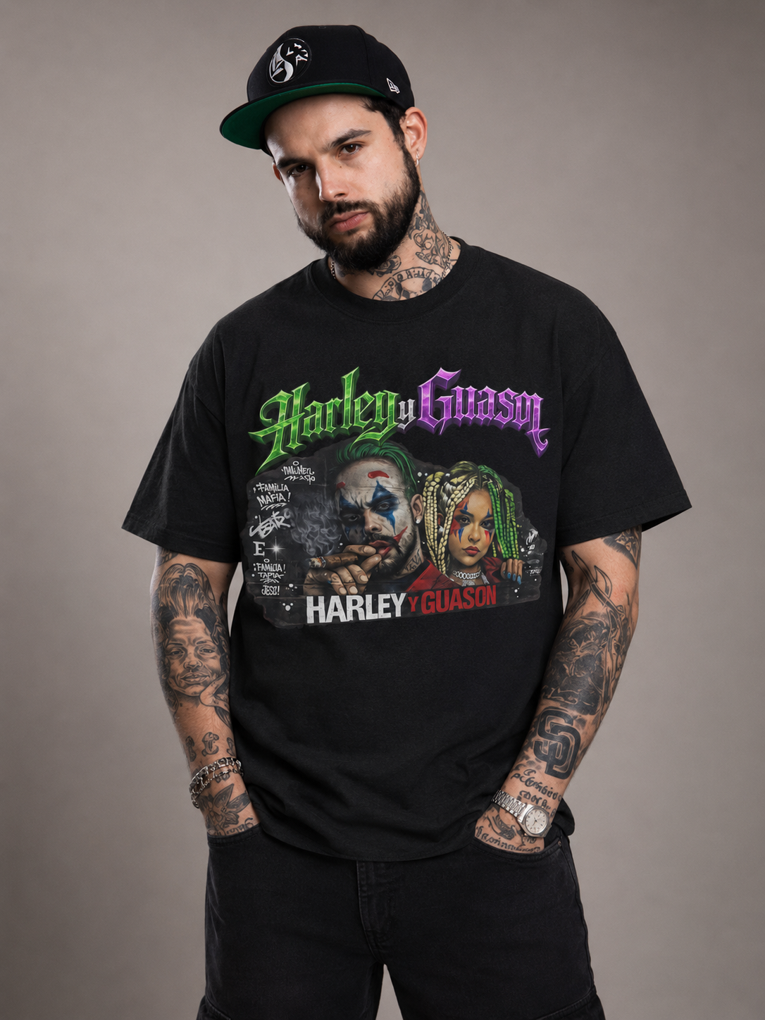 Harley y Guason - Tepito Wall Mural -00 Original  Unisex t-shirt - Emiliano Aguilar Official