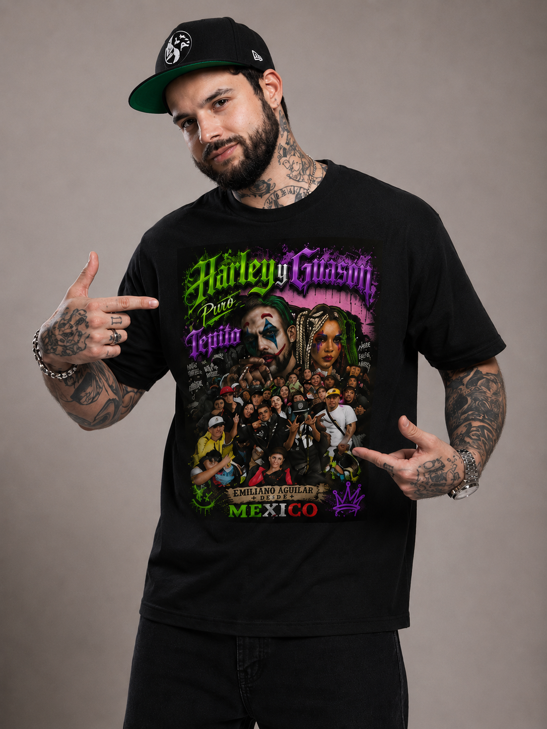 Harley y Guason - Tepito Wall Mural -02  Unisex t-shirt -  Emiliano Aguilar Official