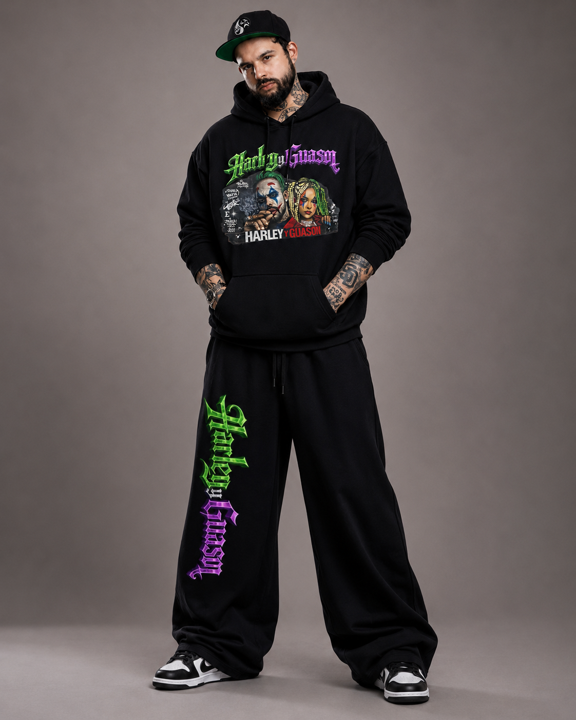 Harley y Guason All-Over Print Unisex Cotton Wide-Leg Pants - Emiliano Aguilar Official
