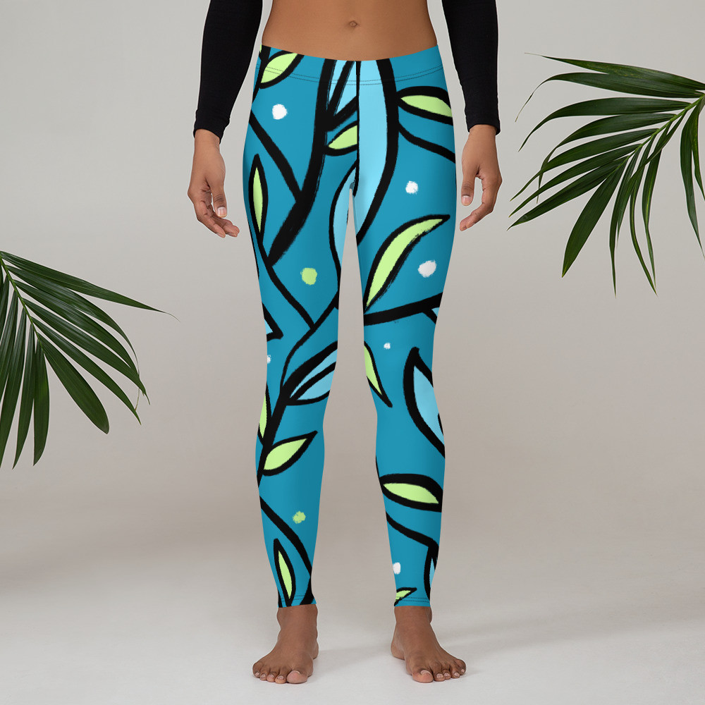 Blue Leaves Leggings