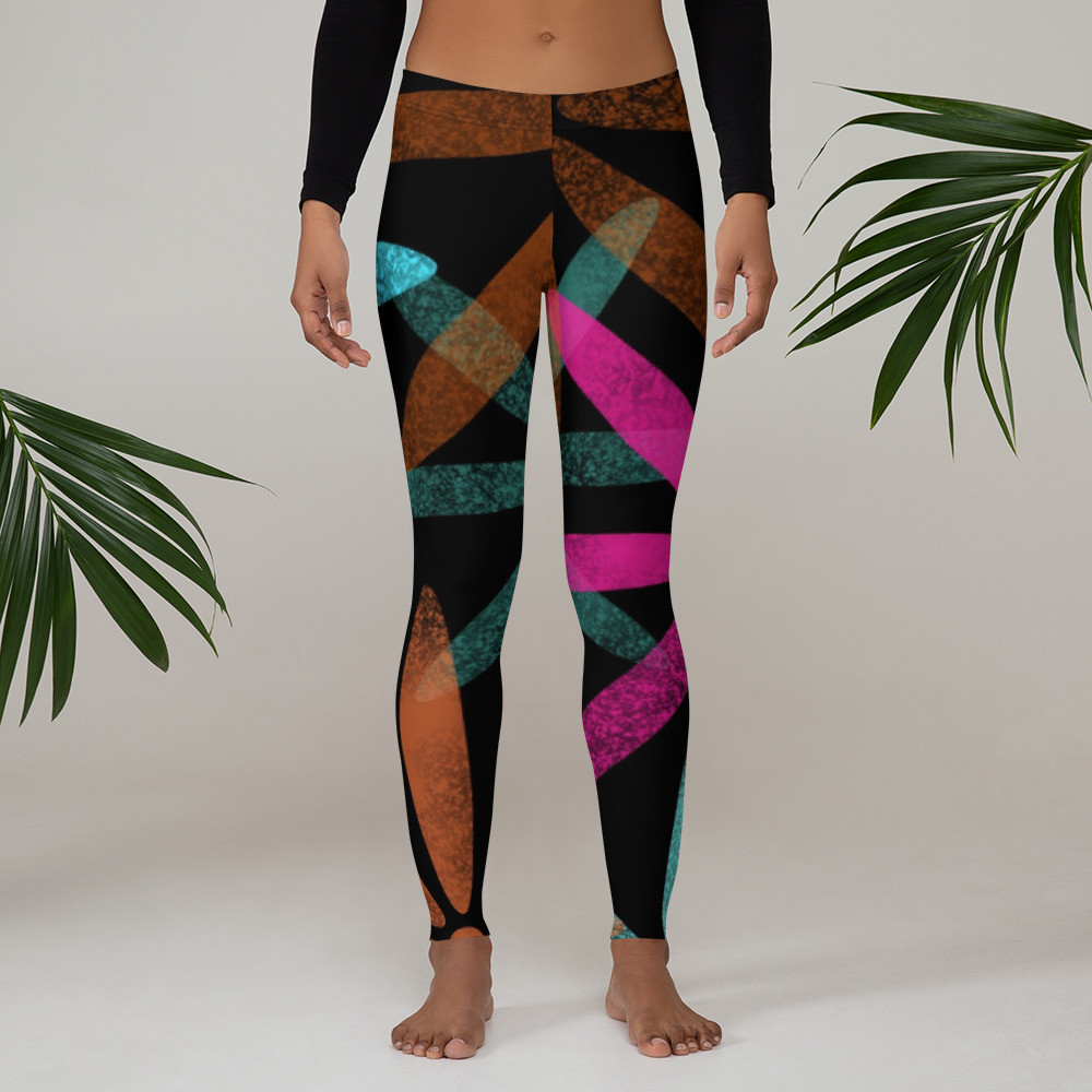 Blue & Black Abstract Pattern Leggings