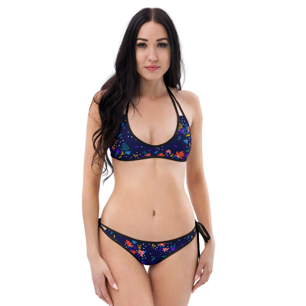 Blue & Red Leaves Bikini