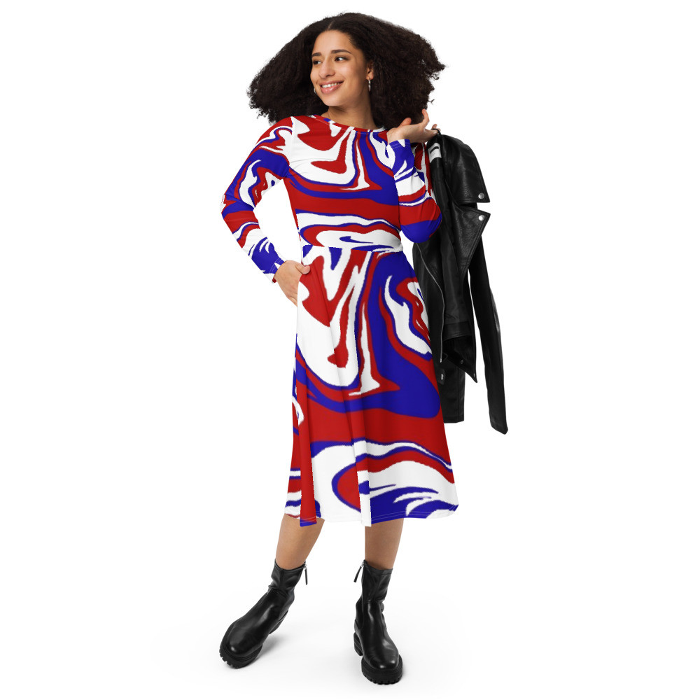 Red White & Blue Liquified Midi Dress