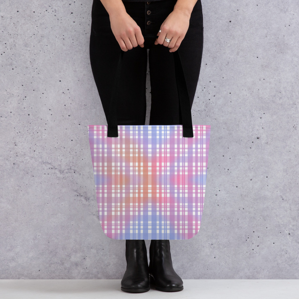 Blue & Pink Plaid Tote bag