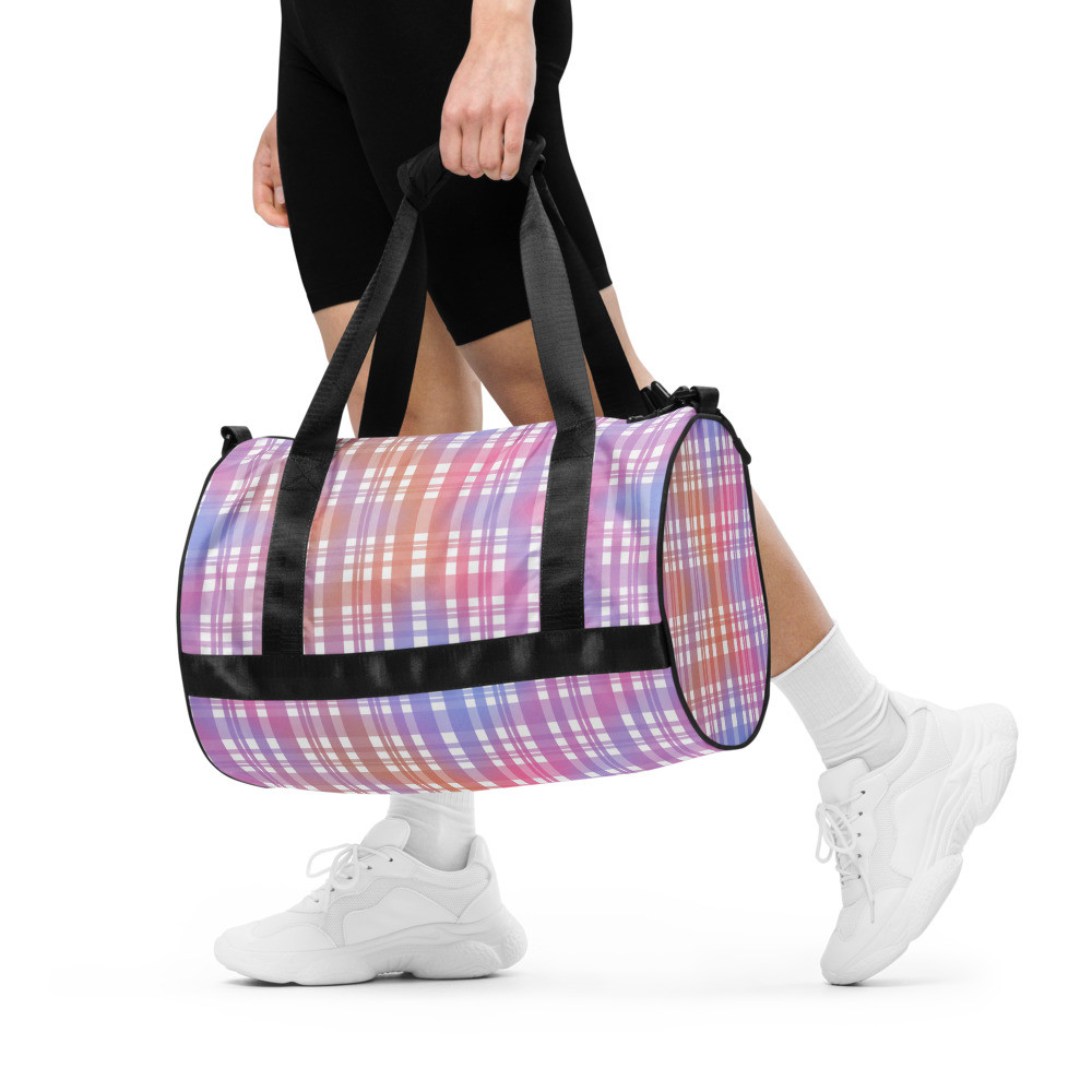 Pink & Purple Plaid Gym Bag