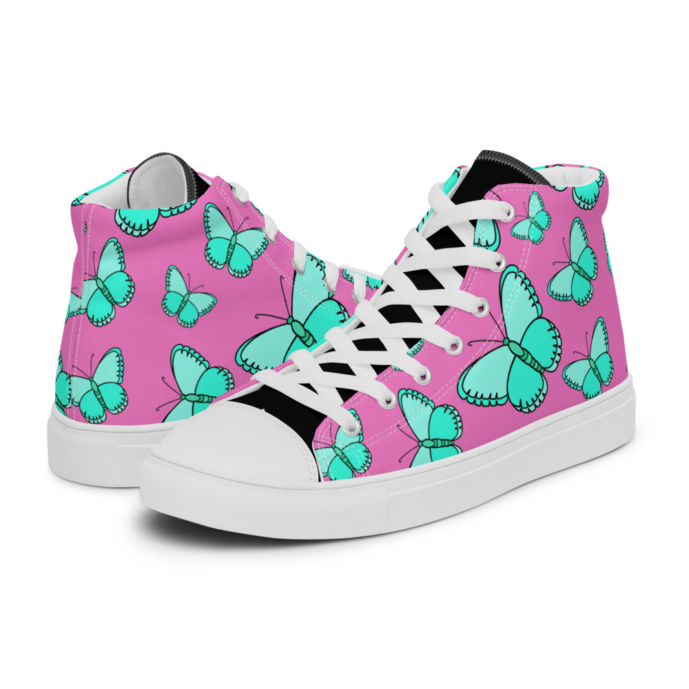 Teal & Purple Butterflies Women’s High Top Sneakers