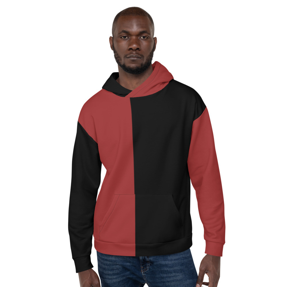 Duo Tone Maroon & Black Unisex Hoodie