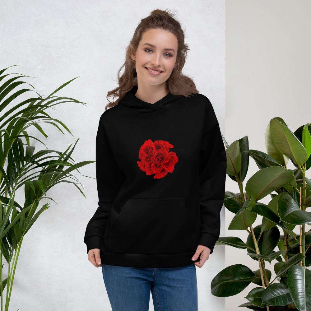 Blood Rose On Black Unisex Hoodie