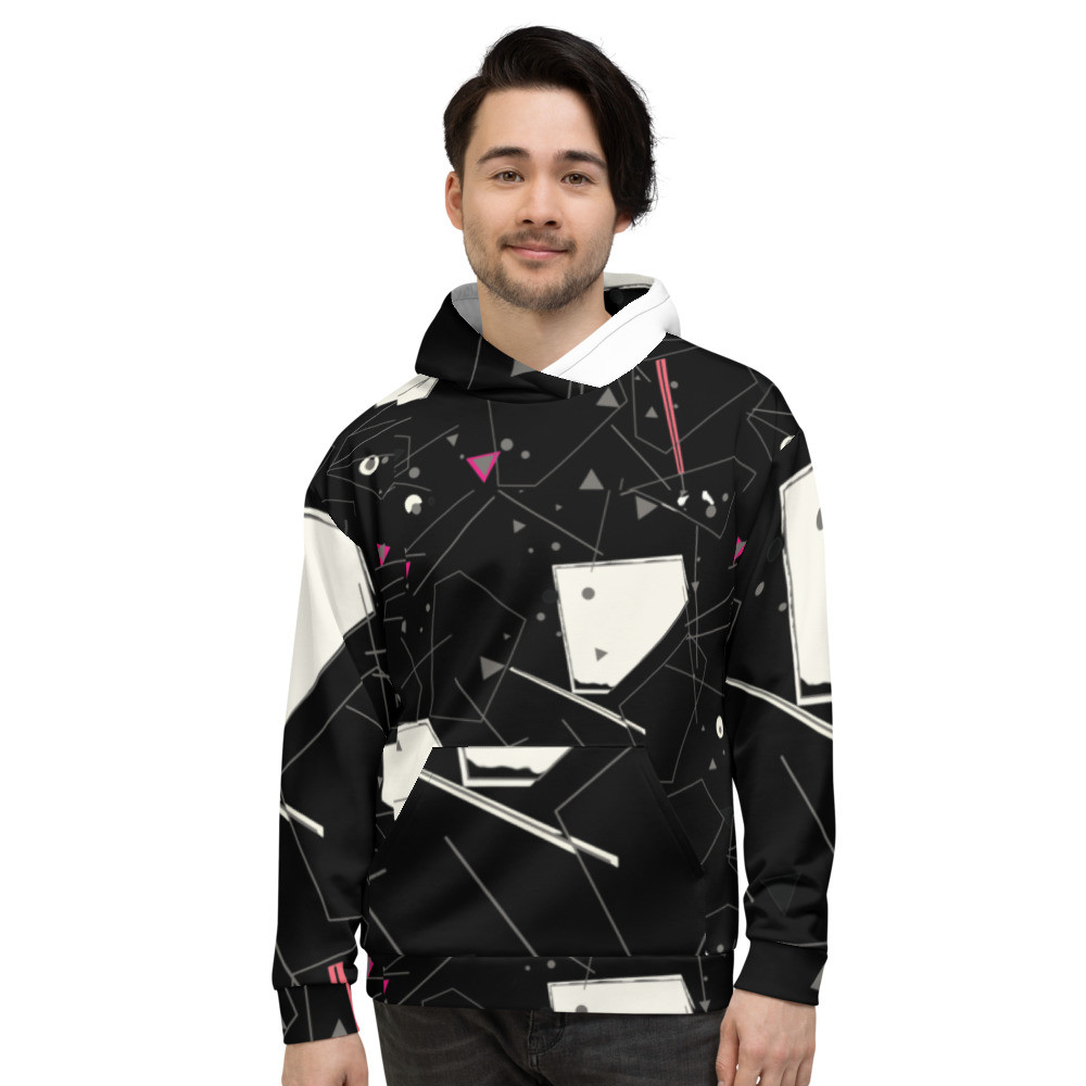 Broken Glass Streetwear Black & White Unisex Hoodie