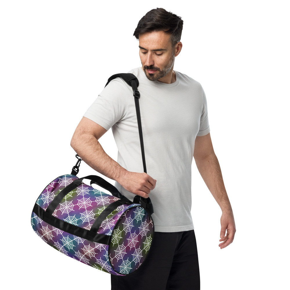 Black & Purple Spider Web Gym Bag