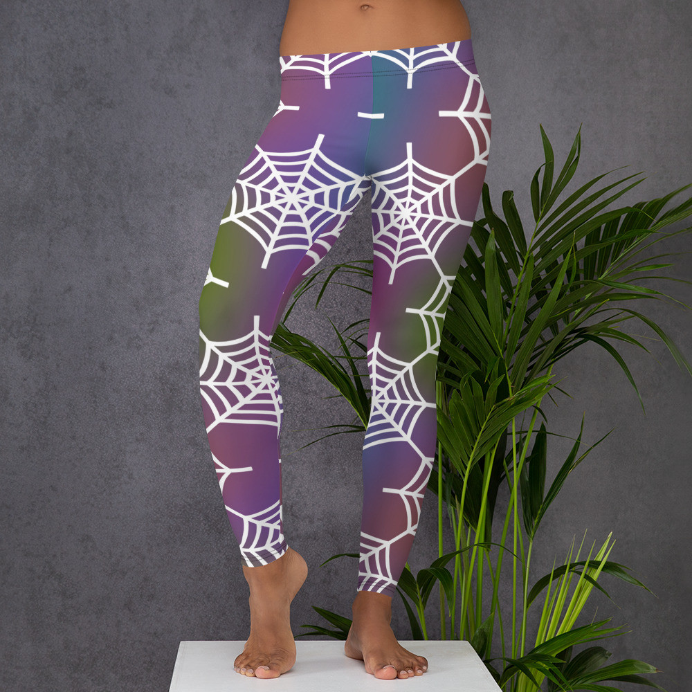 Purple & Black Spider Web Pattern Leggings